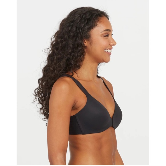 SPANX Bra-llelujah Lightly Lined Wireless Bra Black Front Clasp Wide Straps 32D - Picture 2 of 16